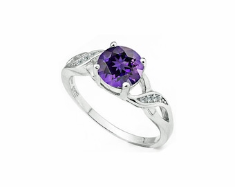 1 Ct Pear Cut Amethyst & Diamond Silver Ring 925 Floral Lavender Statement Cocktail Jewelry Size 7 US