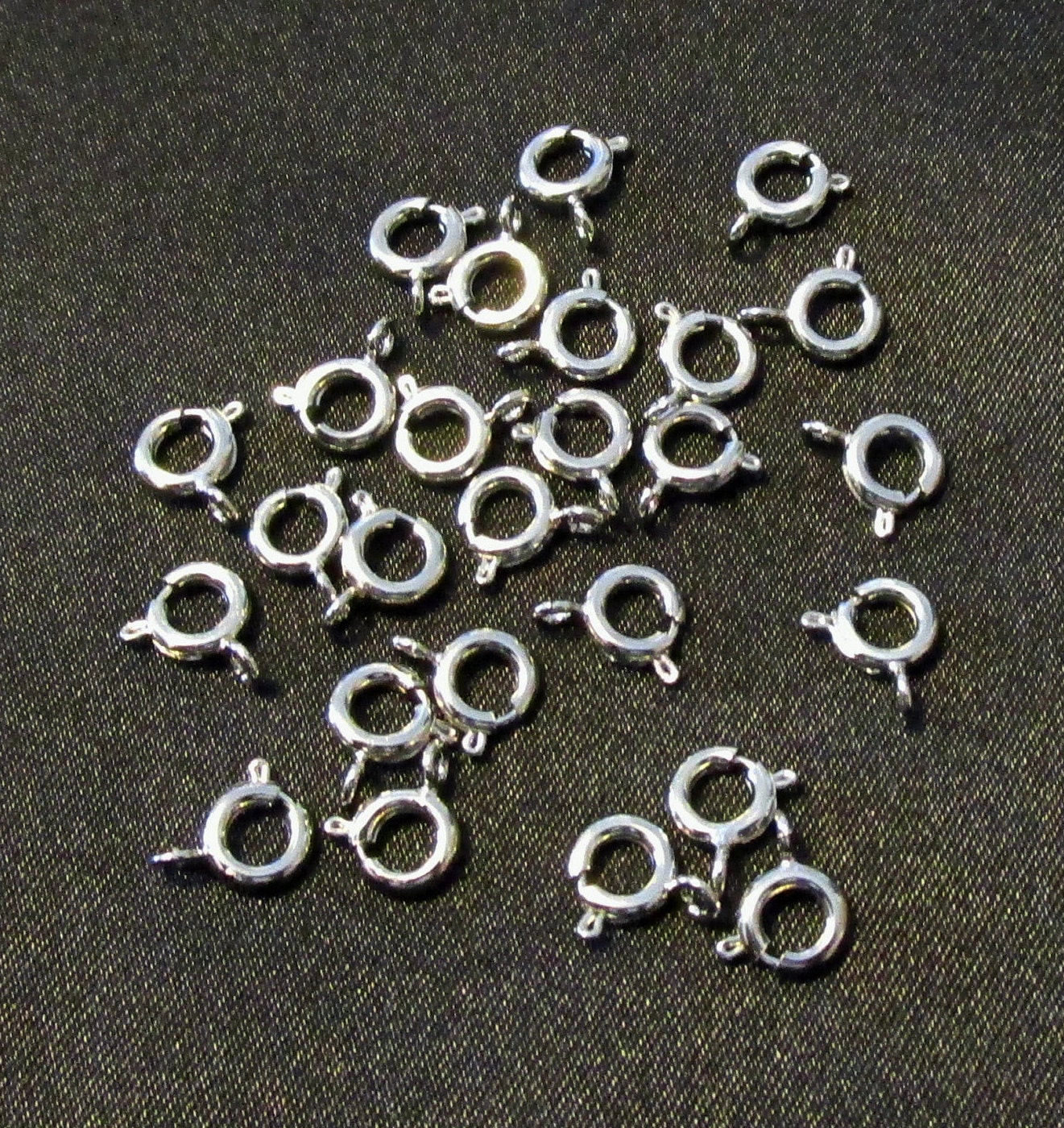 Bulk 50 Spring Ring Clasps Round Silver Tone 7mm Great for Jewelry