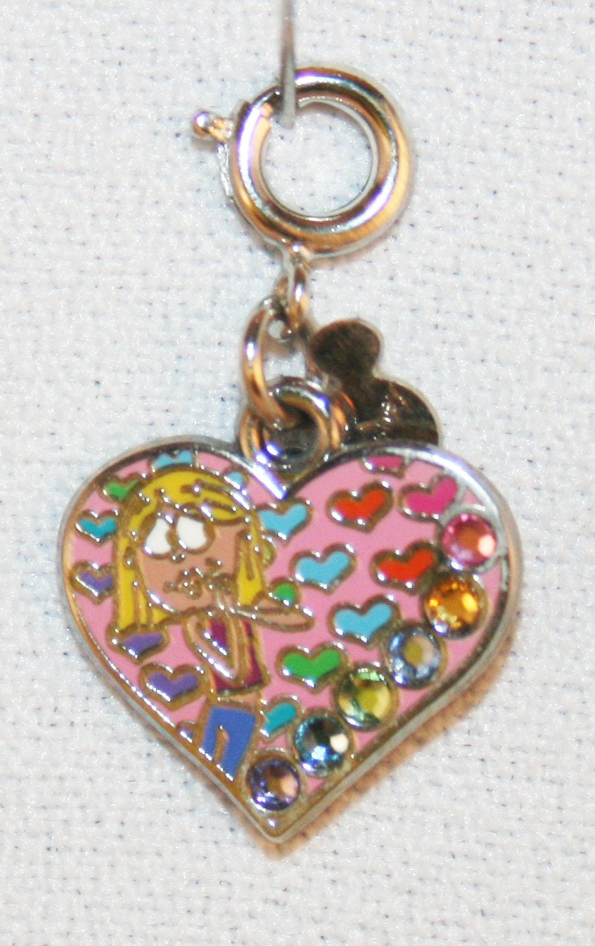 Disney Lizzie McGuire Heart Charm Double Sided Bracelet Charms Necklace