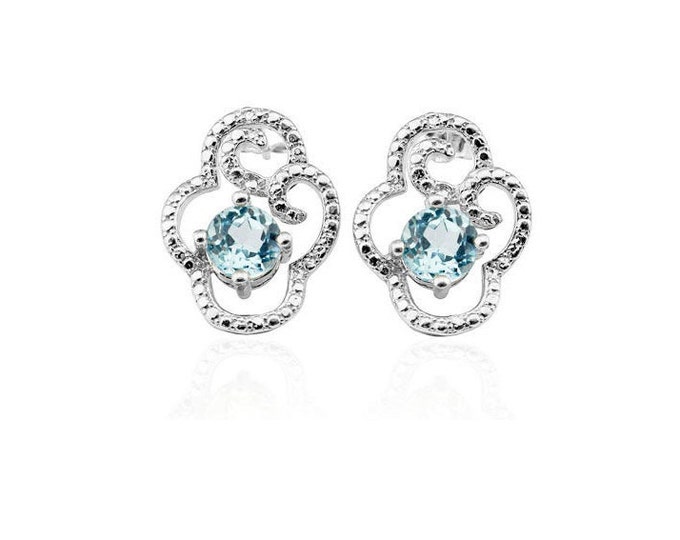 Sky Blue Topaz & Diamond 925 Earrings Sterling Silver Gemstone Statement Jewelry
