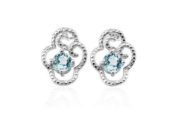 Sky Blue Topaz & Diamond 925 Earrings Sterling Silver Gemstone Statement Jewelry