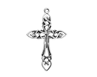 2 Celtic Cross Necklace Pendant Antique Silver Religious Crucifix Easter Cross Bracelet Charm Jewelry Supplies Craft Charms Zipper Pulls
