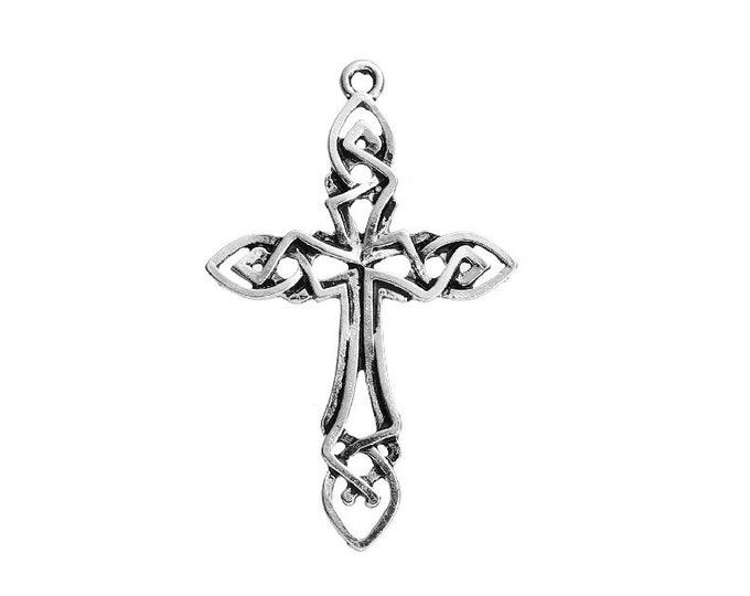 2 Celtic Cross Necklace Pendant Antique Silver Religious Crucifix Easter Cross Bracelet Charm Jewelry Supplies Craft Charms Zipper Pulls