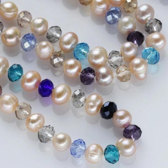 Dazzling Natural 9MM Pearl and Multi Color Crysta… - image 6