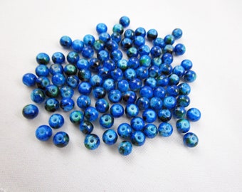 100 Blue Glass Loose Beads Round 6 mm Bracelet Beads Necklace Jewelry Bead Charms Craft Supplies