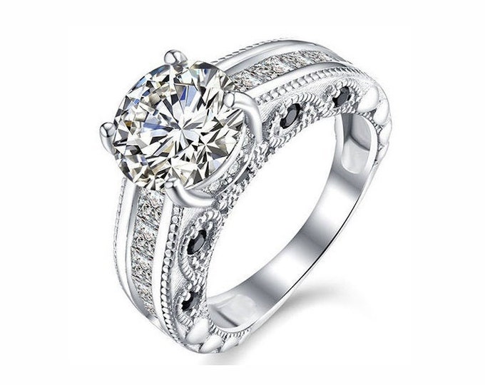 3 Ct Zircon Engagement Sterling Silver Ring 925 Gemstone Statement Jewelry Size 7