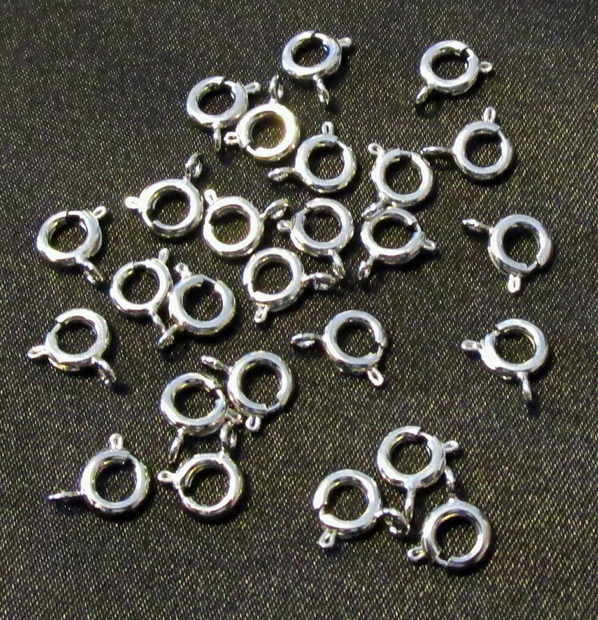 Bulk 25 Spring Ring Clasps Round Silver Tone 7mm Great for Jewelry