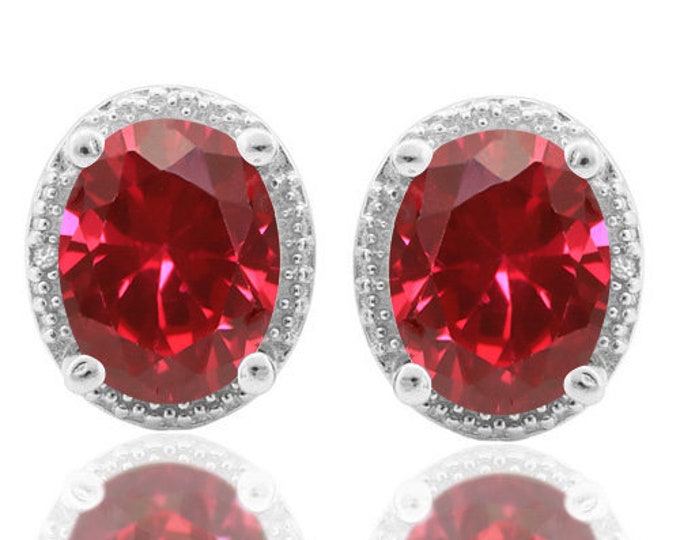 4.91 Created Ruby & Diamond 925 Sterling Silver Earrings Jewelry Stud Earring