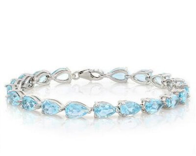 19.93 Ct Sky Blue Topaz Sterling Silver Bracelet 925 Gemstone Statement Jewelry Baby Swiss Blue