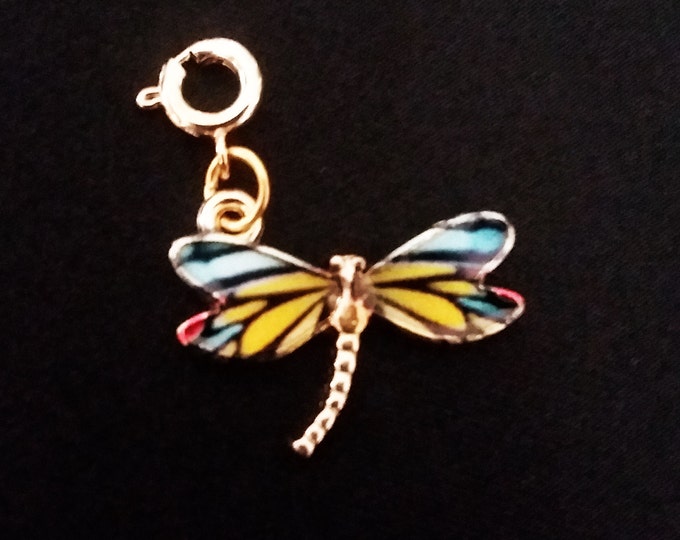 Dragonfly Charm Enamel Gold Plated Bracelet Charms Necklace Pendants Jewelry Supplies Craft Projects Earrings Earring