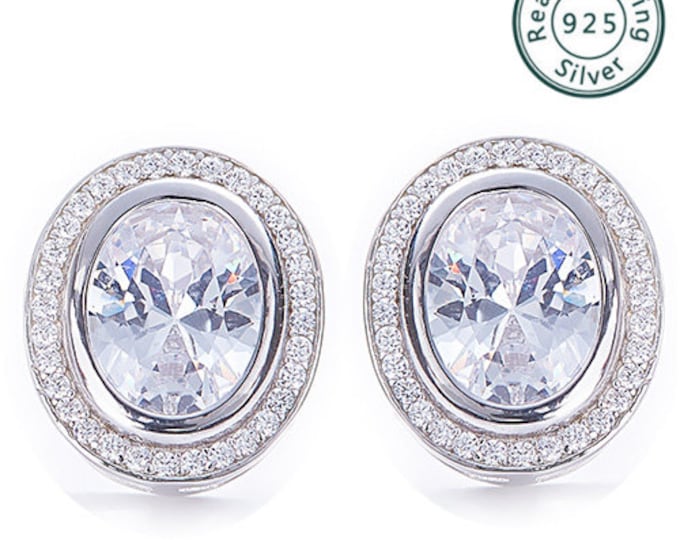 6 Carat Created White Sapphire Earrings 925 Sterling Silver Stud Earring Gemstone Jewelry