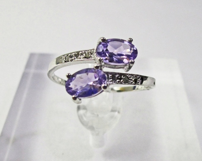 4/5 Ct Tanzanite & Diamond 10Kt Solid White Gold Ring Gemstone Statement Jewelry Size 7