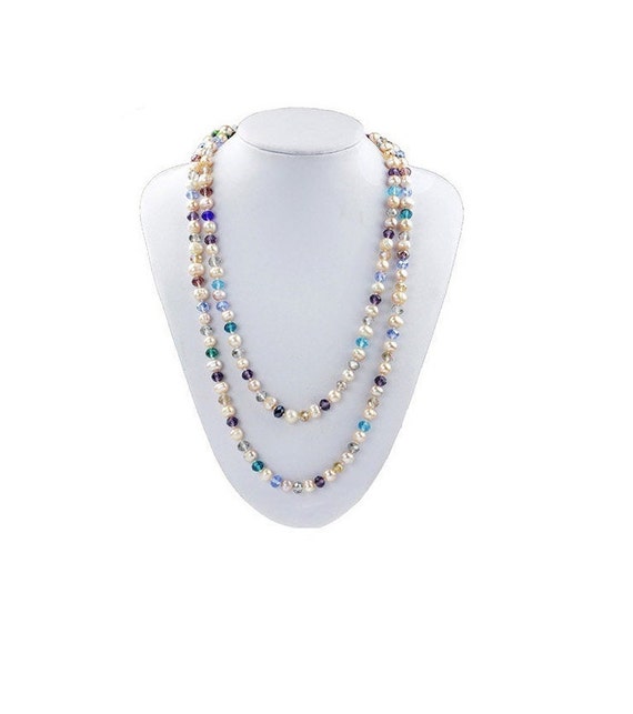 Dazzling Natural 9MM Pearl and Multi Color Crysta… - image 1