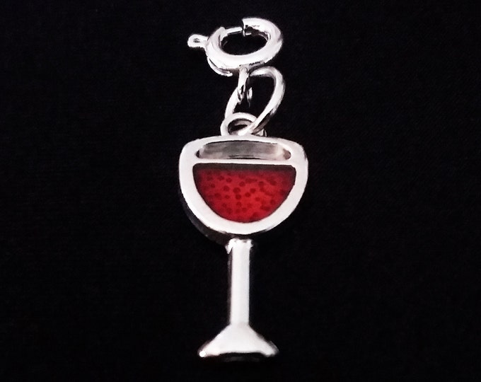 Enamel Wine Glass Charm Silver Tone Red Wine Goblet Bracelet Charms Necklace Pendant Jewelry Supplies Craft Projects Earrings Earring Charm