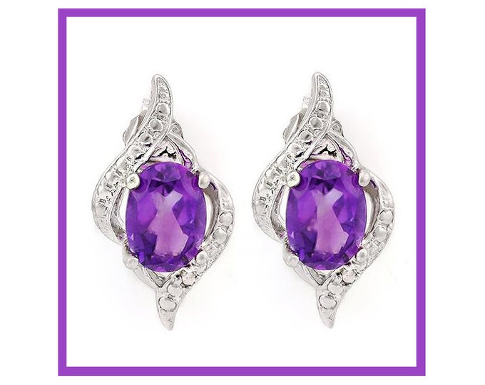 Elegant Amethyst 925 Sterling Silver Earrings - 1 2/5 Carat TW Floral Lavender Amethyst Gemstone Earring