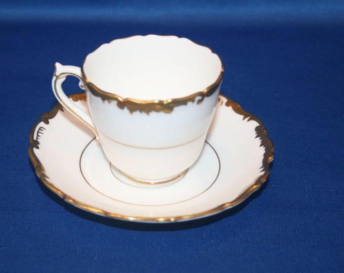 Vintage Tea Cup Coalport Bone China Admiral espresso demitasse Teacup and Saucer made in England English Tea Party