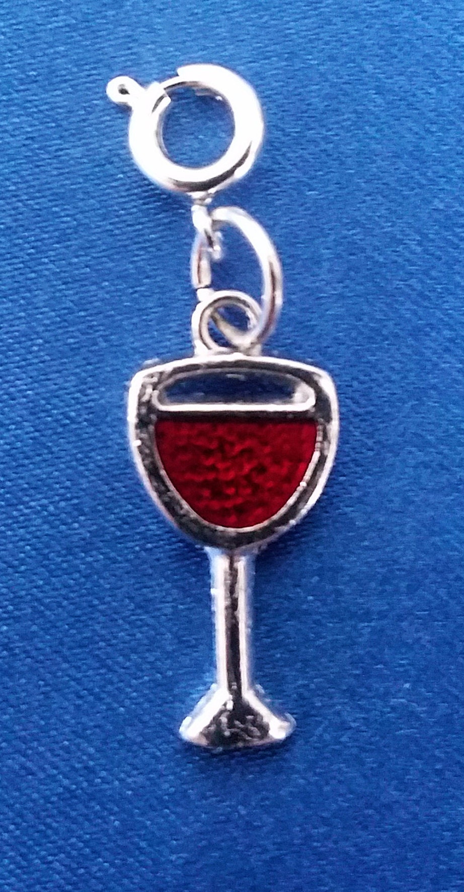 Enamel Wine Glass Charm Silver Tone Red Wine Goblet Bracelet Charms