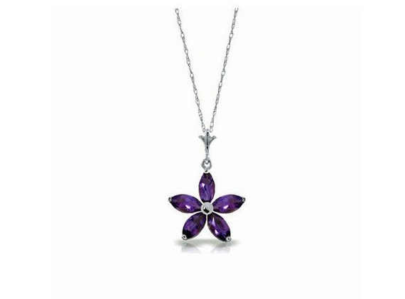 Beautiful 1.4 CT Purple Amethyst Flower Pendant o… - image 5