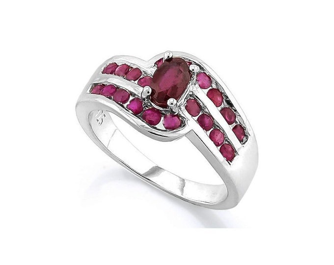 1.31 Ct Ruby 925 Sterling Silver Ring Estate Jewelry Statement Cocktail Engagement Ring Size 7