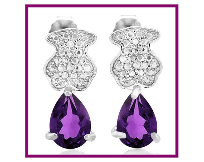 1 1/5 Ct Genuine Floral Lavender Amethyst 925 Sterling Silver Earrings Stud Post Back Earring Gift Women Birthday Gemstone Jewelry