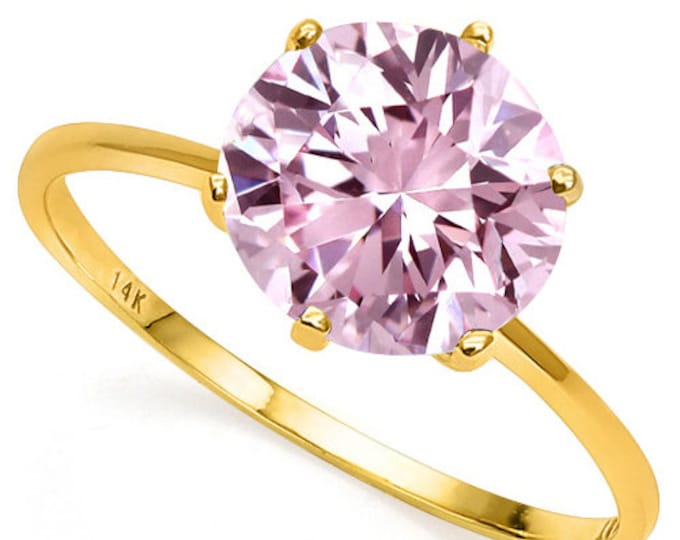 1.10 Ct Pink Diamond Moissanite 14 Kt Solid Gold Engagement Ring Estate Jewelry Statement Rings Diamonds Ring Size 7
