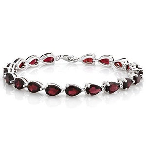 10.57 Ct Garnet Sterling Silver Bracelet 925 Gemstone Estate Statement Jewelry  Pear Cut Tennis Bracelet Gift Women Birthday