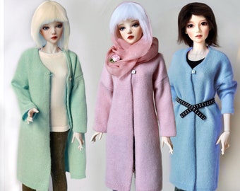 BJD SID CLOTHES Knitted Pink Long Cardigan cashmere Sweater Doll Outfit Sd Clothing girl OOak