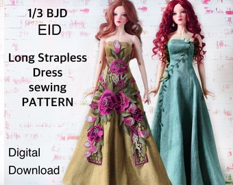 EID DRESS PATTERN BjD Sewing Long Female gown DiY Outfit Clothes Doll Clothing