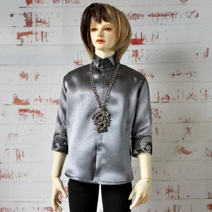 BJD MALE SHIRT Clothing male Outfit Gray Satin Unoque Clothes Doll SiD Sd image 1