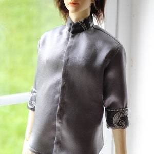 BJD MALE SHIRT Clothing male Outfit Gray Satin Unoque Clothes Doll SiD Sd image 4