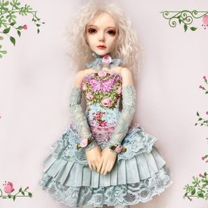 1/4 BJD MSD Princess Dress, Floral Corset, Dolls Clothing, Bjd Skirt, Souldoll Kid Outfit Clothes, Doll Clothing