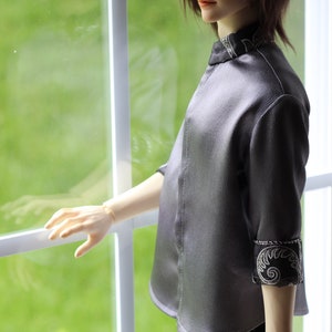 BJD MALE SHIRT Clothing male Outfit Gray Satin Unoque Clothes Doll SiD Sd image 5