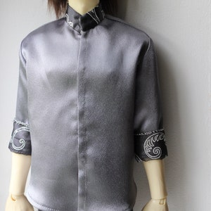 BJD MALE SHIRT Clothing male Outfit Gray Satin Unoque Clothes Doll SiD Sd image 6