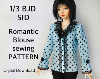 BJD SEWING PATTERN, Romantic Blouse, Top, SiD, Female, DiY Outfit, Clothes, Doll Clothing