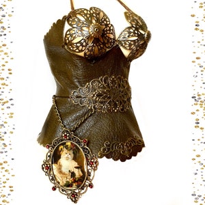 BJD Leather Corset: Steampunk Victorian Bustier, 1/3 Scale Doll