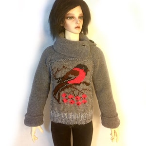 1/3 BJD SID SWEATER male Outfit Clothing gray fleece Doll Boy Clothes