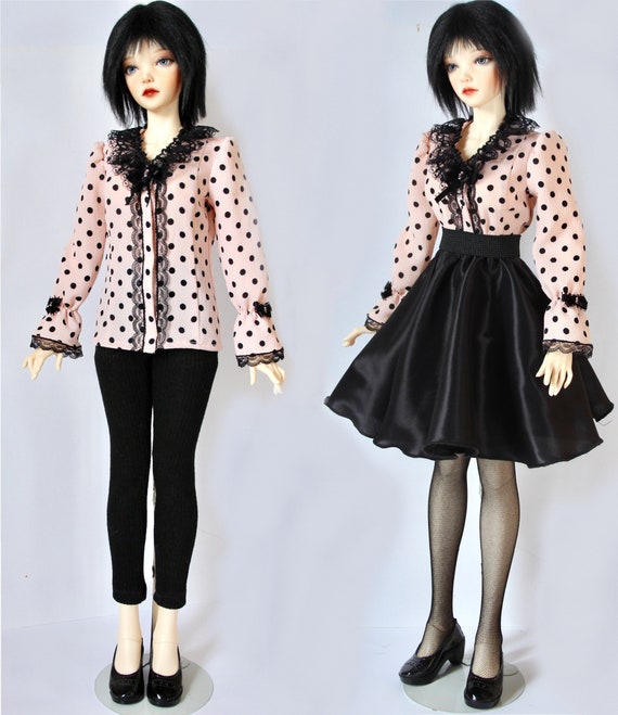 pink polka dot blouse