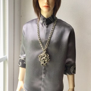 BJD MALE SHIRT Clothing male Outfit Gray Satin Unoque Clothes Doll SiD Sd image 3