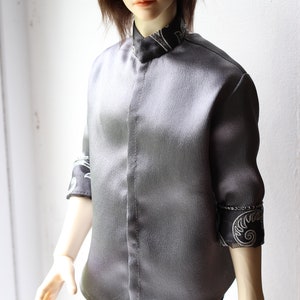 BJD MALE SHIRT Clothing male Outfit Gray Satin Unoque Clothes Doll SiD Sd image 7