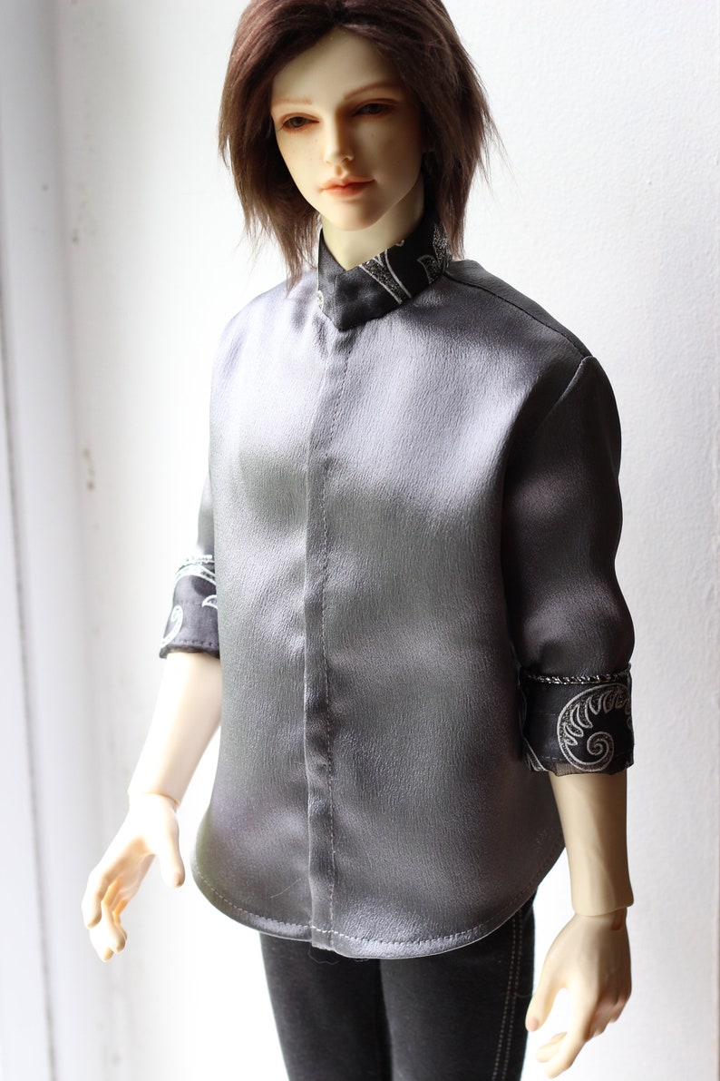 BJD MALE SHIRT Clothing male Outfit Gray Satin Unoque Clothes Doll SiD Sd image 7