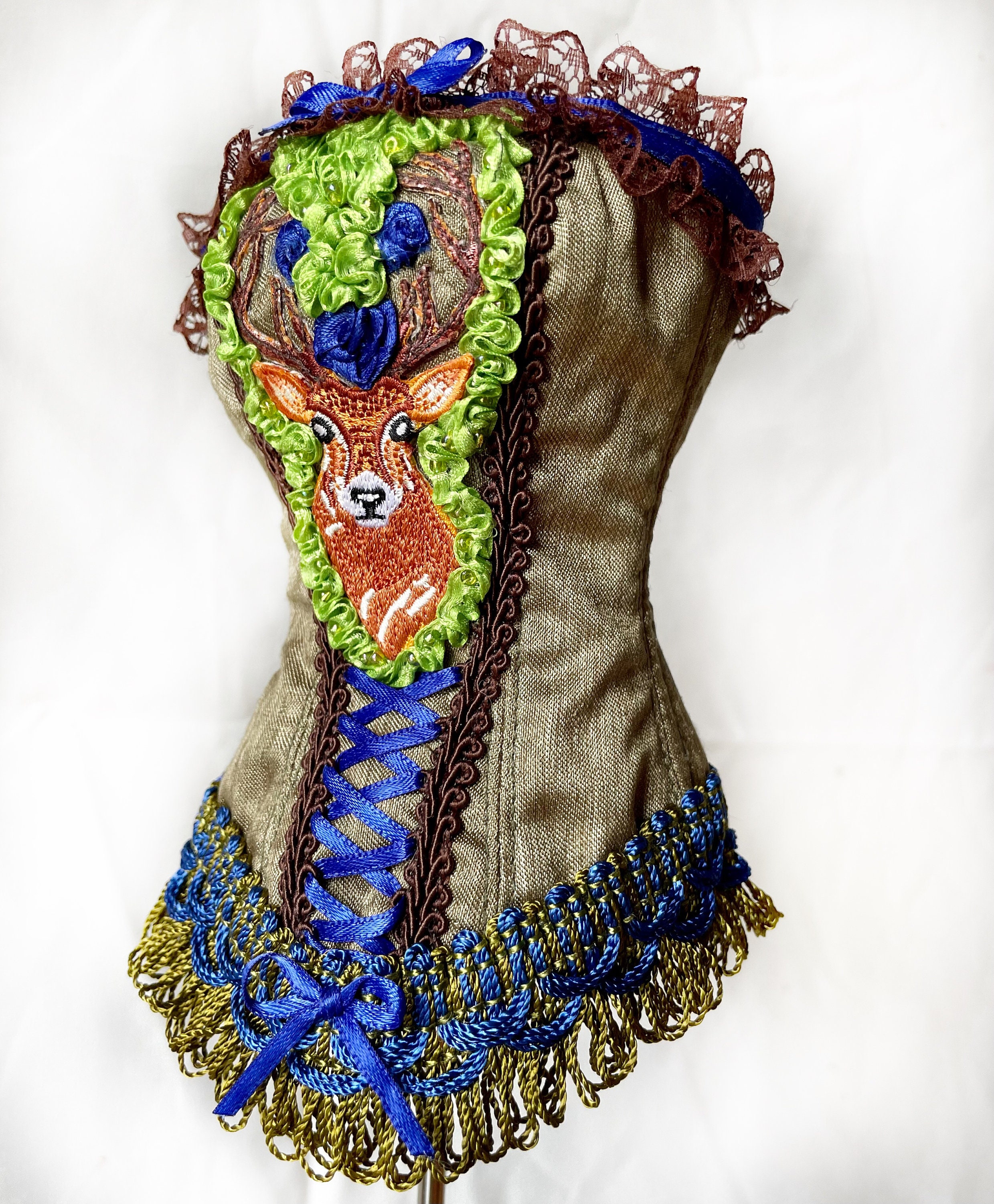 BJD Victorian Velvet Corset: Embroidered Deer Bustier, Iplehouse