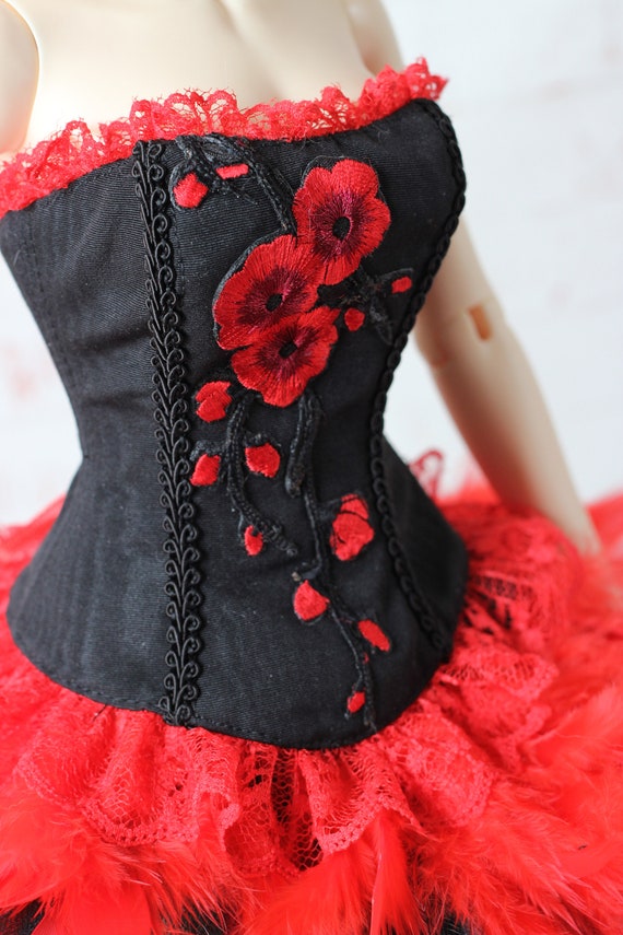 Buy BJD FANTASY OUTFIT, Embroidered Victorian Corset, Red Black Unique  Dress, Bjd Clothes Skirt 1/3 Doll Clothing Yid Sid Sd Zenith Souldoll  Online in India 