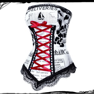 BJD Corset: Victorian Newspaper Print Bustier - 1/3 Scale Doll Clothes