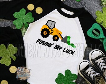 Boy's St Patricks Day shirt | Pushin’ My Luck | Toddler st patricks day shirt | Kids St Patricks Day shirt | Personalized St Patricks