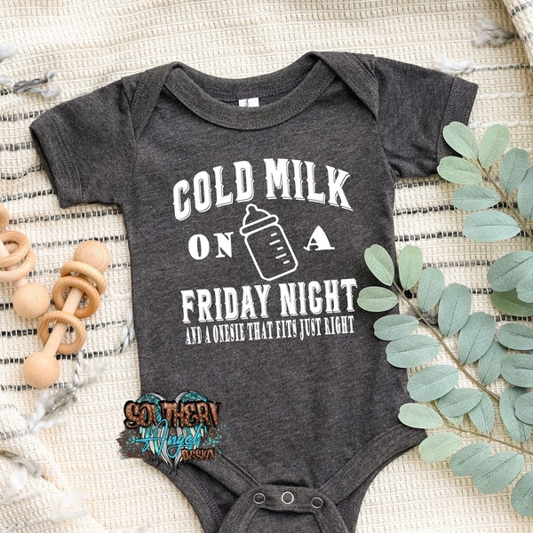 Cold Milk On A Friday Night, Gender neutral outfit, country music shirt, funny baby bodysuit, Cute baby bodysuit, Baby shower gift