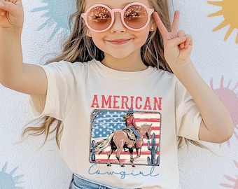Kids Patriotic Shirt | Little Firecracker | Red White and Blue Toddler Shirt | Fourth of July Kids Tee | USA Summer Shirt, American cowgirl