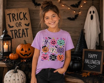 Halloween Shirt for Girls, Girls Halloween Shirt, Kids Halloween Shirt, Youth Halloween Tee, Pumpkin Shirt for Girls, Cute Pumpkin Shirt