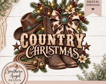 Country Christmas PNG,  Christian PNG, Christmas Design, Western  PNG, Winter png, Jesus Art