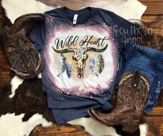 Wild Heart Bleached Shirt Country Music Shirt Country Girl - Etsy