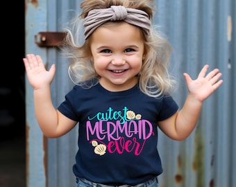 Camiseta de sirena más linda, camiseta de verano para niños, camiseta de vacaciones para niños, camiseta de verano para niños pequeños, camiseta de verano para niñas, camiseta de playa para niños